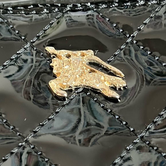 Burberry Quilted Black Patent Leather Key Card Coin Pouch - Picture 2 of 12